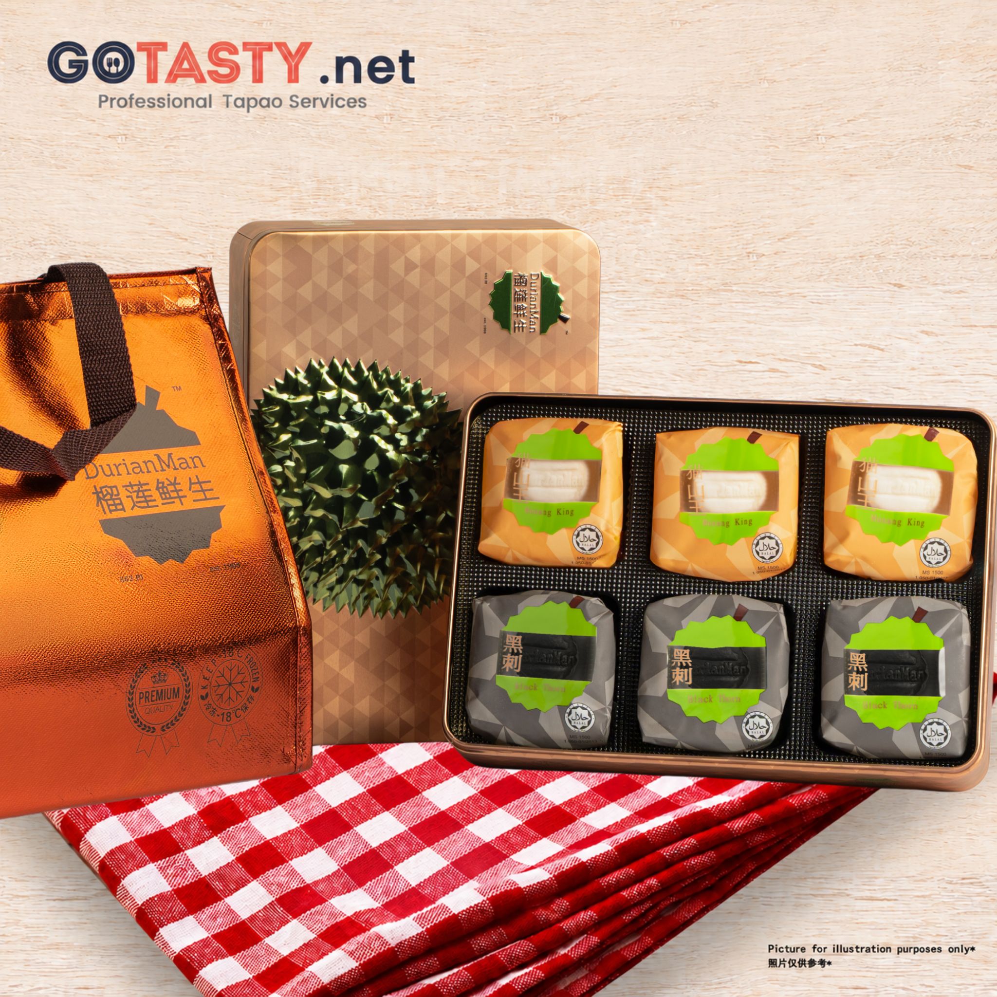 DurianMan Moon Cake Exclusive Box (Musang King 3pcs + Black Thorn 3pcs)