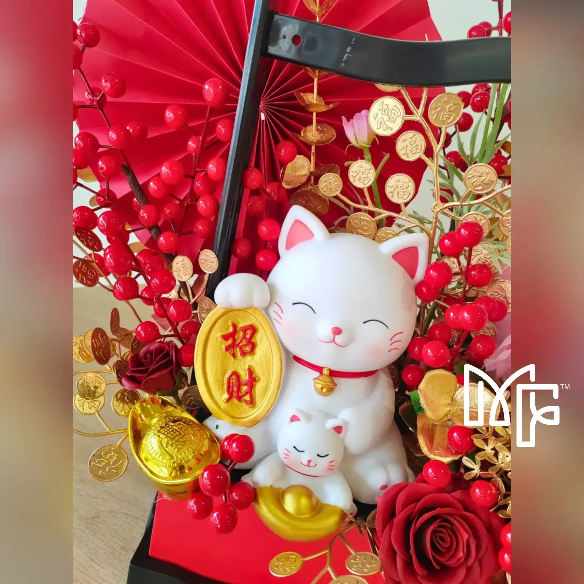 CNY Prosperity Lucky cat Flower Arrangement